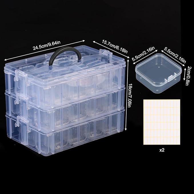 SGHUO Bead Organizer Box, 84 PCS Small Organizers, 3-Tier Stackable Storage Container Box for Art Craft Storage, Washi Tape, Jewelry, Beauty & Sewing Supplies