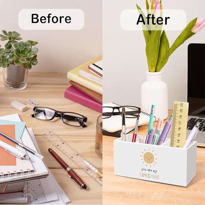 You Are My Sunshine Pen Pencil Holder for Desk, Inspirational Boho Sun Office Desk Accessories, Boho Sunshine Pen Holders Organizer for Kids Room Bedroom Playroom Nursery Classroom