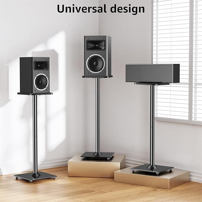 MOUNTUP Universal Speaker Stands Pair for Surround Sound Home Theater, 31" Height Floor Speaker Stands Max 22LBS, Bookshelf Studio Satellite Speakers Fit Klipsch Polk Yamaha, Non Slip Pad Easy Install