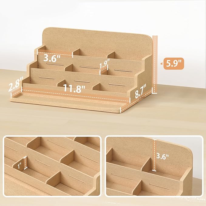 4 Tier Plastic Model Paint Rack - Ink Bottle & Miniature Model Tool Storage Kit, MDF Material Organizer for Tamiya/MR HOBBY Paint & Craft Supplies, GK3
