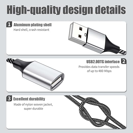 Fidioto USB Splitter Y Cable,USB 1 Male to 3 Female Extension Cord Connector,Dual Double USBA Port Extender Hub,Data&Charger Power Split Adapter for Mac,Laptop,PC,Xbox One Series X/S,PS4,PS5