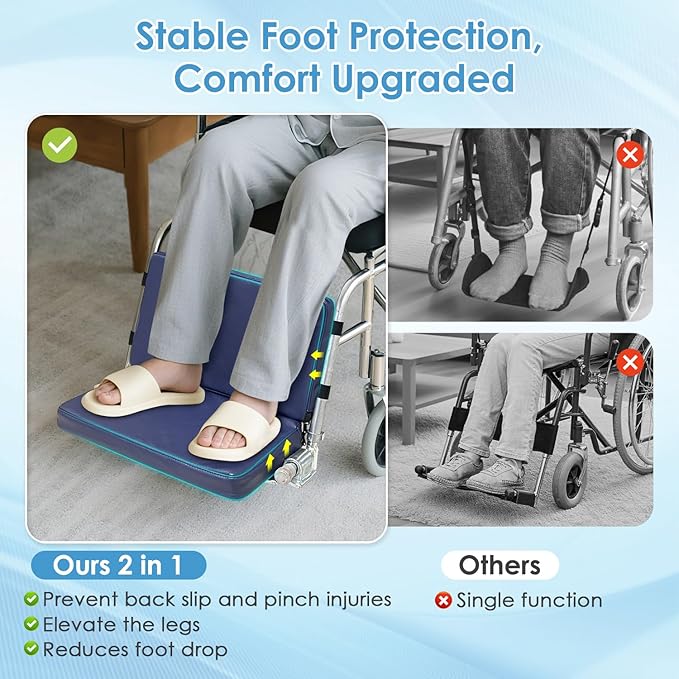Wheelchair Foot Rest Elevating Extender Wheel Chair Leg Rest Replacement Pad Calf Supports Attachment Foam Pedal Cushion Protector Improves Posture Accessories for Elderly Disabled Patient
