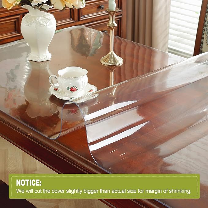 OstepDecor Clear Table Protector 16 x 24 Inch, 2mm Thick Plastic Table Cover, Waterproof PVC Clear Table Cover Protector, Desk Protector Mat, Writing Desk Pad for Desktop, Coffee & Dining Room Table
