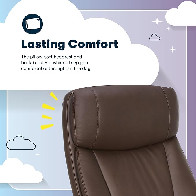 Serta Torrington Big & Tall Office Chair, with Flip-Up Padded Armrests, Ultra-Comfortable ComfortCoils Seat Cushion Technology, Modern Executive Premium PU Desk Chair, Dark Brown