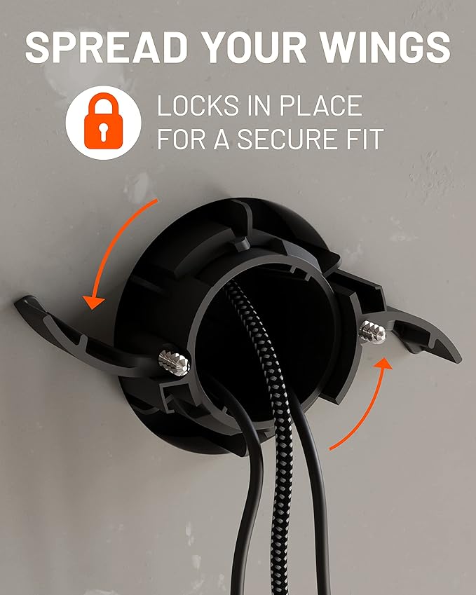ECHOGEAR TV Cord Hider - 2.5" Mini in Wall Cable Management Kit Cord Concealer for Wall Mounted TVs - Easy 3-Step Install w/Locking Winged Grommets for Secure Fit - Black