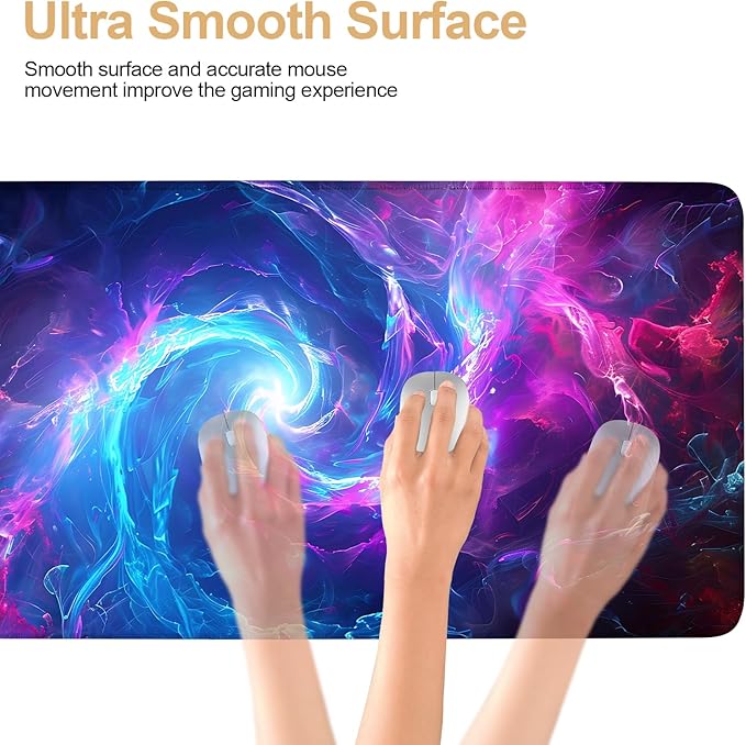 Large Mouse Pad, Cosmic Swirl Desk Mat, Extended Gaming Mouse Pad with Non-Slip Rubber Base, Thick 3mm Smooth Surface Keyboard Mat for Office & Home,35.5 x 15.8 in