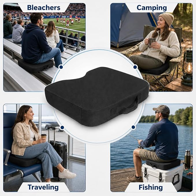 KOKABI Stadium Seat Cushions for Bleachers - Portable Bleacher Seats with Memory Foam, Made from Waterproof Oxford Fabric, Comfortable Bench Cushion for Sporting Events, Travel, Camping