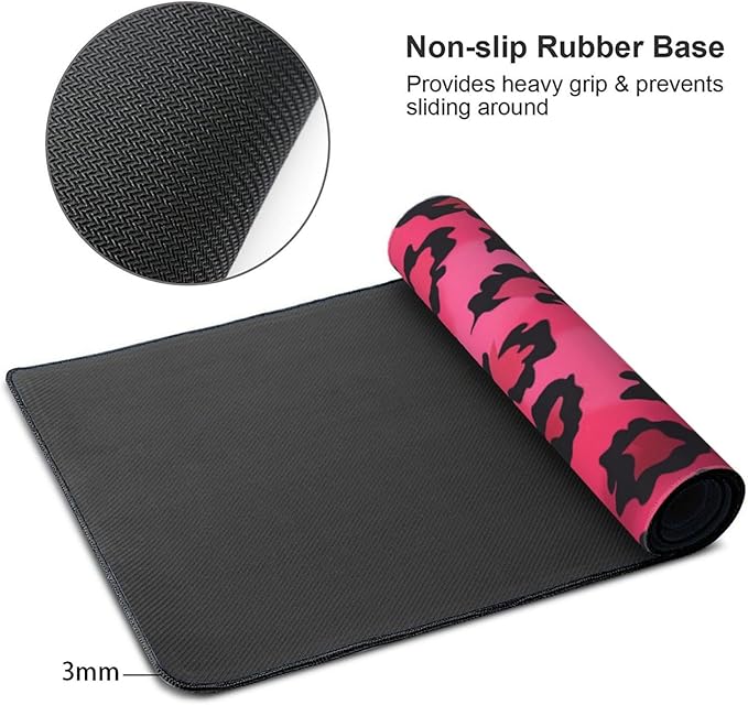 35.4 x 15.7 in, XXL Large Mouse Pad for Desk, Extended Keyboard Mouse Mat for Computer Office, Big Mouse pad with Stitched Edges, Gaming Pc-Pink Leopard Print