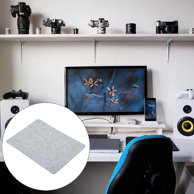 YOKIVE Mouse Pad, Felt Double-Sided Soft | Writing Mat for Desktop Mouse (Light Gray, 9.25x7.87 Inch)