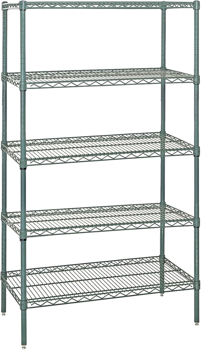 Quantum Storage Systems WR63-3072P-5 Starter Kit Wire Shelves Green Epoxy 5 Shelves 63" H x 72" W x 30" D