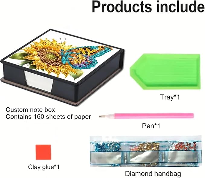 Sunflower Diamond Painting Kit Note Box,Memo Paper Storage Box Diamond Art,Sticky Note Holder Diamond Art,Diamond Painting Memo Pad For Office Desk. (sunflower)