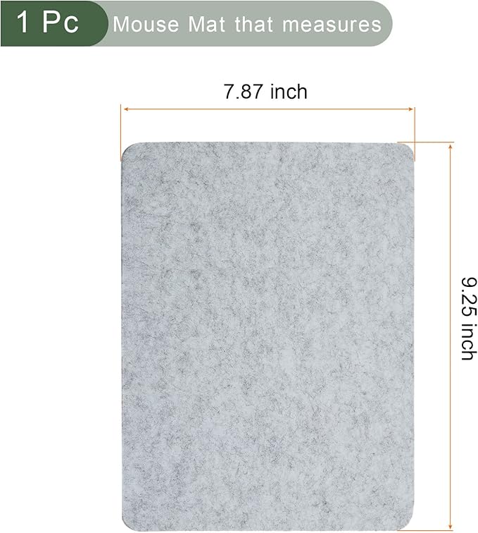 YOKIVE Mouse Pad, Felt Double-Sided Soft | Writing Mat for Desktop Mouse (Light Gray, 9.25x7.87 Inch)