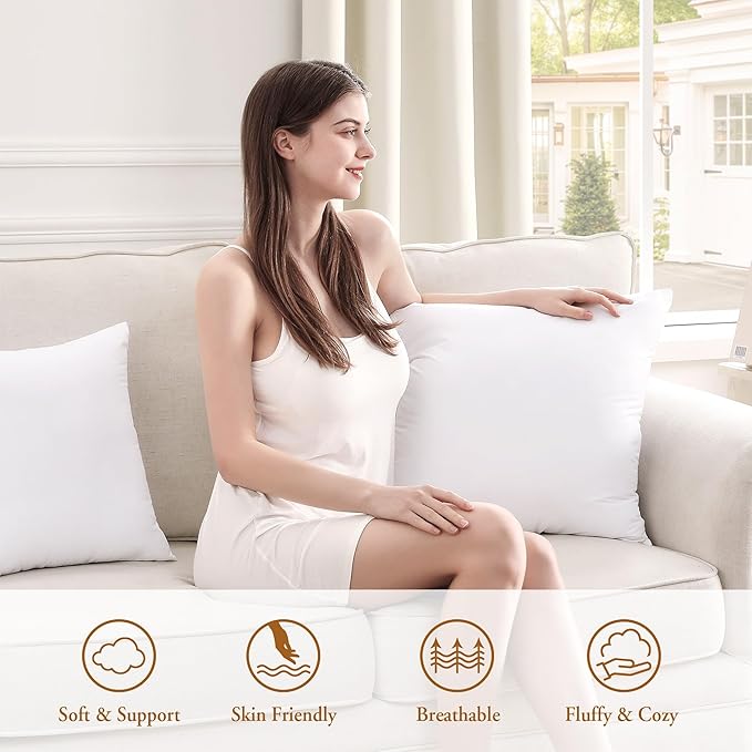 puredown® 12x20 Pillow Inserts, 2 Pack Fluffy Lumbar Pillows Filled with Plump Stuffer, Rectangle Decorative Pillows for Couch, Sofa, Bed and Home Decor