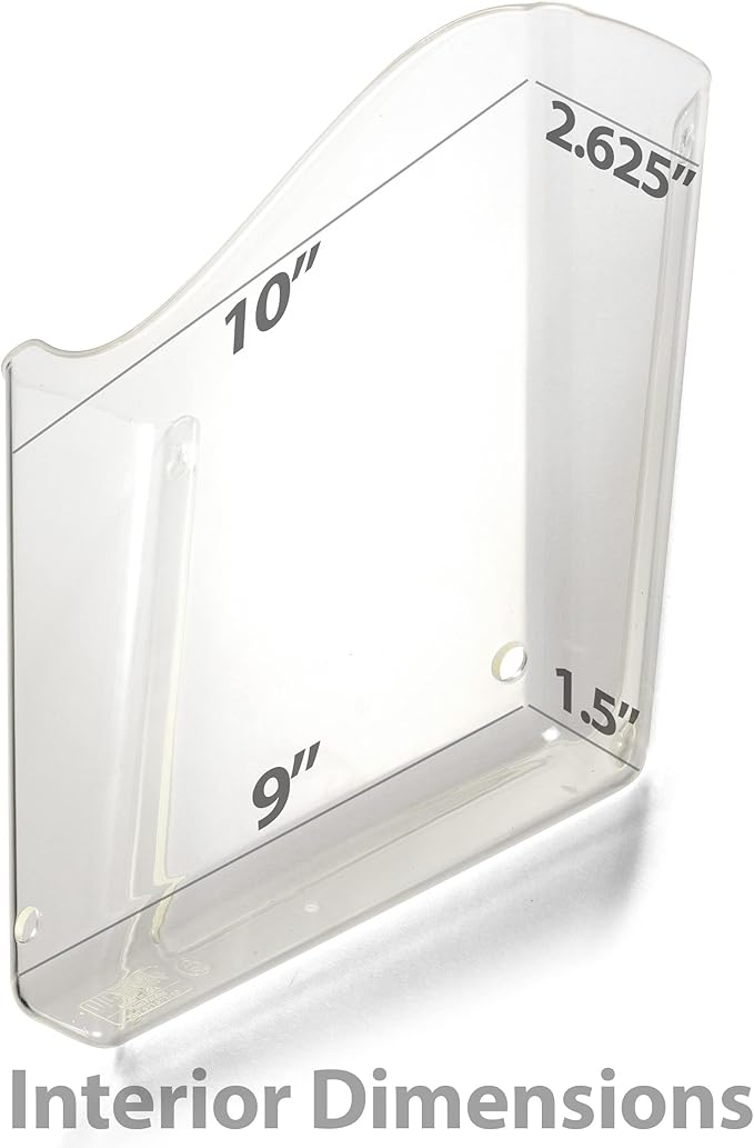 Officemate Vertical Wall File, Letter Size, Durable Unbreakable Plastic Organizer, Mountable Wall or Partition File Holder, Clear (21674) (Pack of 12)