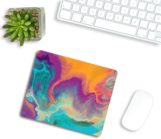 Mouse Pad Custom Design,Abstract Rich and Colorful Orange Anti-Slip Rubber Mousepad for Gaming Office Laptop Computer PC Men Women Kids, Cute Custom Pattern, Purple, Blue, Yellow,Teal