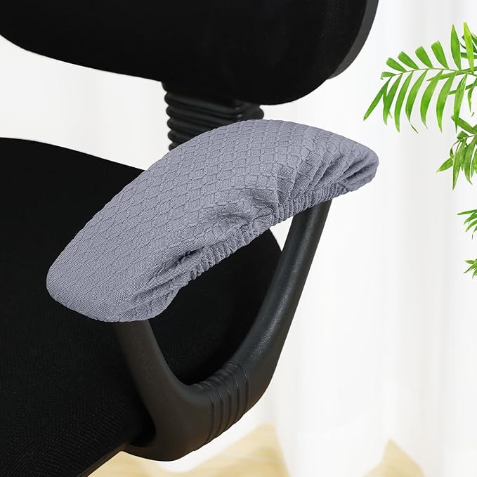 Smiry Stretch Jacquard Office Computer Chair Armrest Covers, 2PCs Removable Washable Anti-dust Desk Chair Arm Pad Covers, Grey