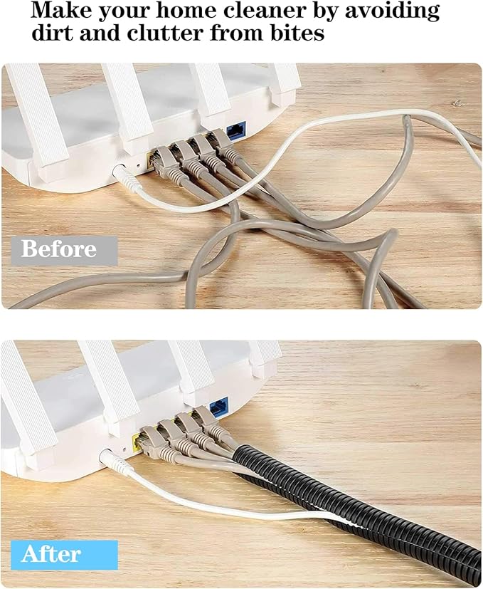 1/2 Inch Wire Loom Split Tubing - 16.5ft Cord Protector Electric Wires Covers, Automotive Wire Flexible Conduit, Plastic Wire Cover