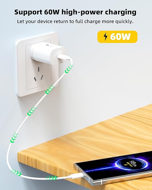 60W USB C 27W Lightning Fast Charging Cable Travel Cord Adapter Kit Storage Box(5in1)for iPhone 16 15 14 13 Micro USB Charger Portable Power Multiport HUB Data Transfer External SIM Micro SD Card Slot