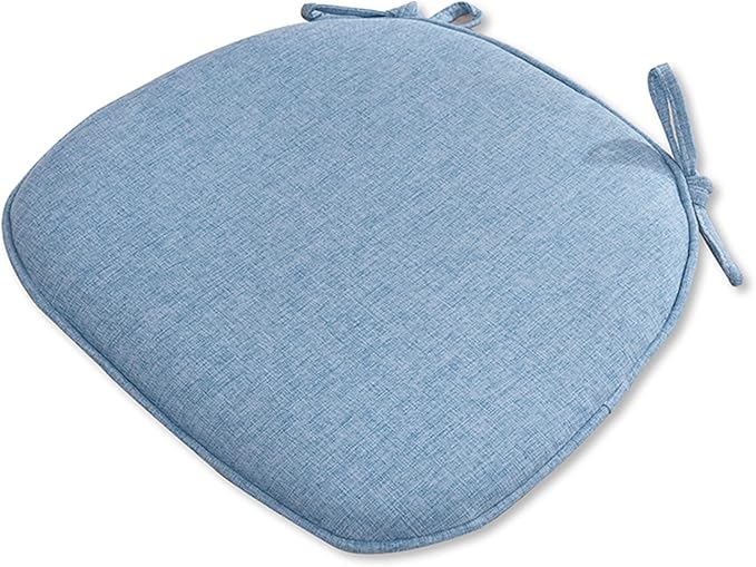 U Shaped Chair Cushion Cover with Ties for Dining Chair Pad Set of 1 Linen Thick Non Slip Seat Cushion for Kitchen Living Room Office Chair Decor Machine Washable 17"x 16" (Light blue, 1)