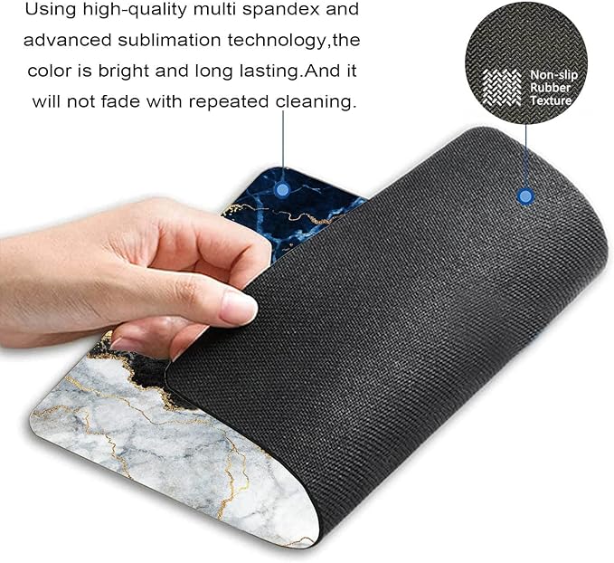 Navy Blue Marble Mouse Pad Non-Slip Rubber Base Gaming MousePads for Computers Laptop Office, Computer Mouse Pad for Wireless Mouse, 9.5"x7.9"x0.12" Inch(240mm x 200mm x 3mm)