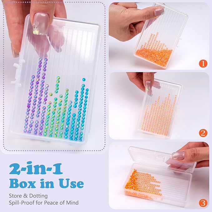 QTFOUND Diamond Art Storage, 1pack 27pcs Diamond Painting Storage Trays Organizer, 2-in-1 with Lids Diamond Painting Dotz Accessories Containers Case Box (Beads not Included)
