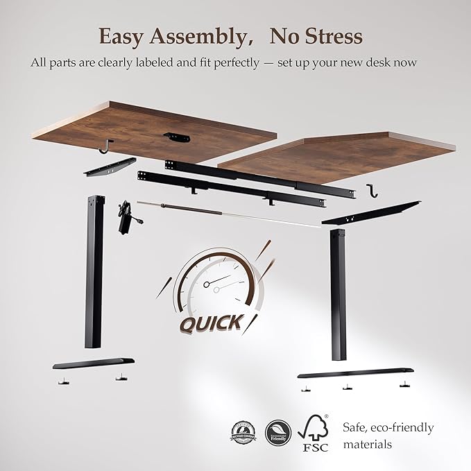 Klicelor L Shaped Standing Desk 55 x 31.5 Inch, Electric Height Adjustable Corner Desk for Home Office Workstation, Ergonomic Sit Stand Computer Table with Memory Controller, Rustic Brown