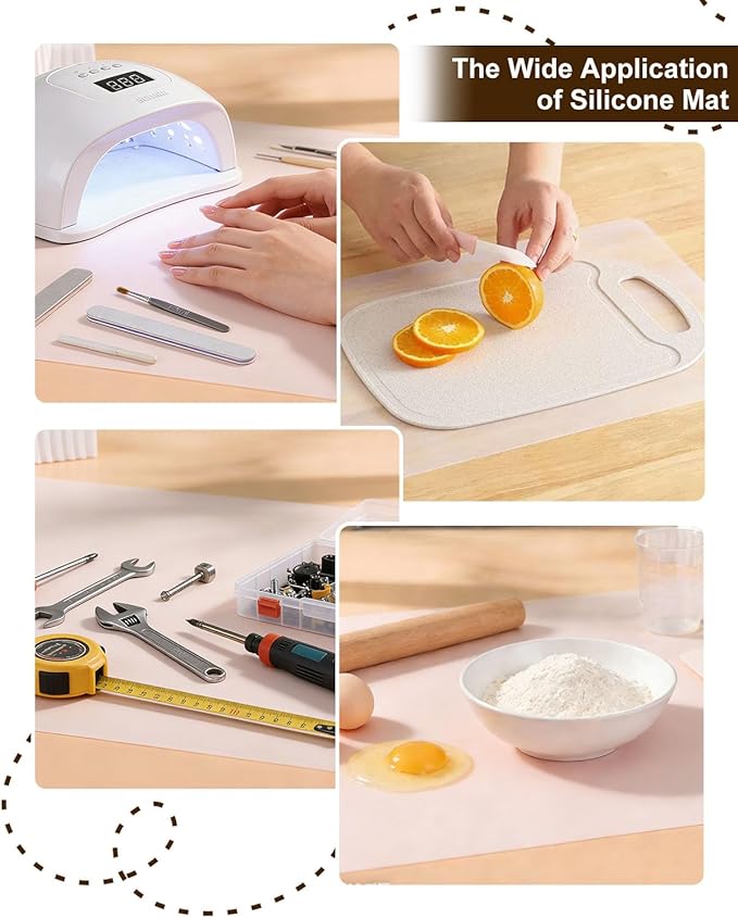 Silicone Mats for Crafts, 28" x 20"x1.3MM Large Silicone Mat,Silicone Mats for Kitchen Counter,Craft Mat, Nonskid Heat Resistant Desk Saver Pad, Multipurpose Mat, Placemat, Translucent