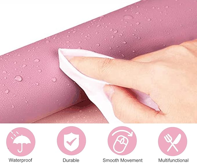 SUJAYU Dual Sided PU Leather Desk Pad, Mouse Pad, Office Desk Mat, Non-Slip Laptop Desk Pad, Waterproof Desk Writing Pad for Office and Home (31.5" x 15.7", Pink+Purple)
