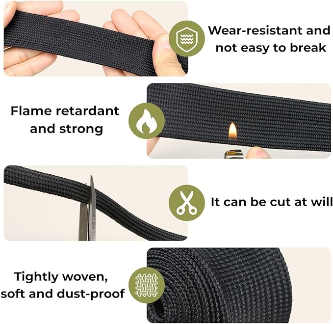 9/16" Nylon Braided Cable Sleeve for Hydraulic Cord Tig Welding Cable Cord Audio Video Cable Management, Wire Loom Cord Wrap Wire Sleeve Protector from Cat Dog Chewing (Black, 10FT)