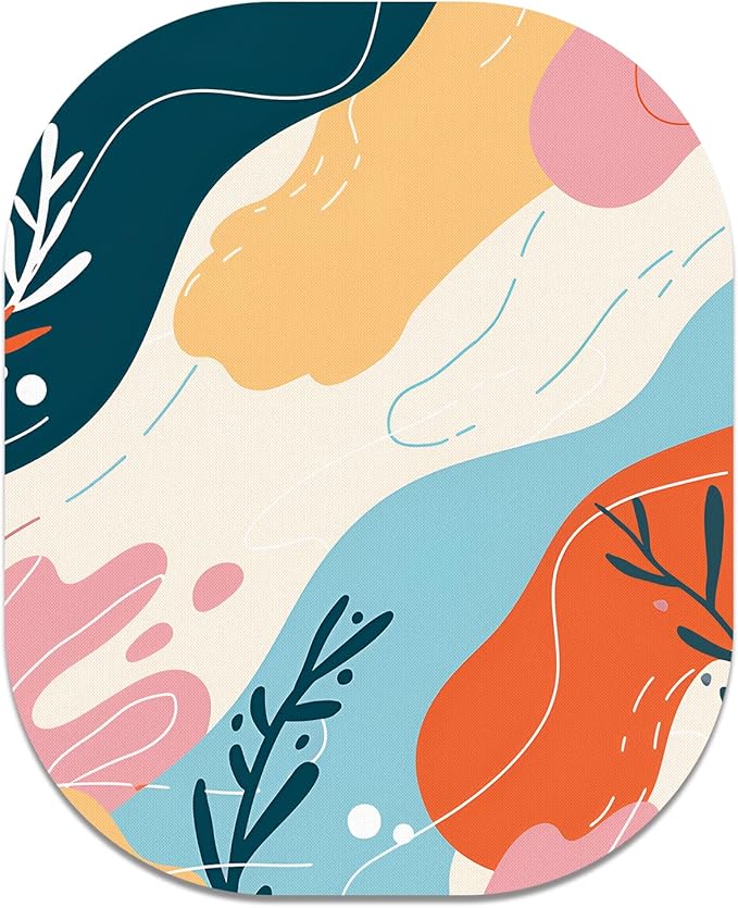 Small Mouse Pad, 6 x 7 Inch, Oval Mini Mouse Pad with Non-Slip Rubber Base for Laptop Wireless Mouse Keyboard Tray Mousepad, Abstract Figure