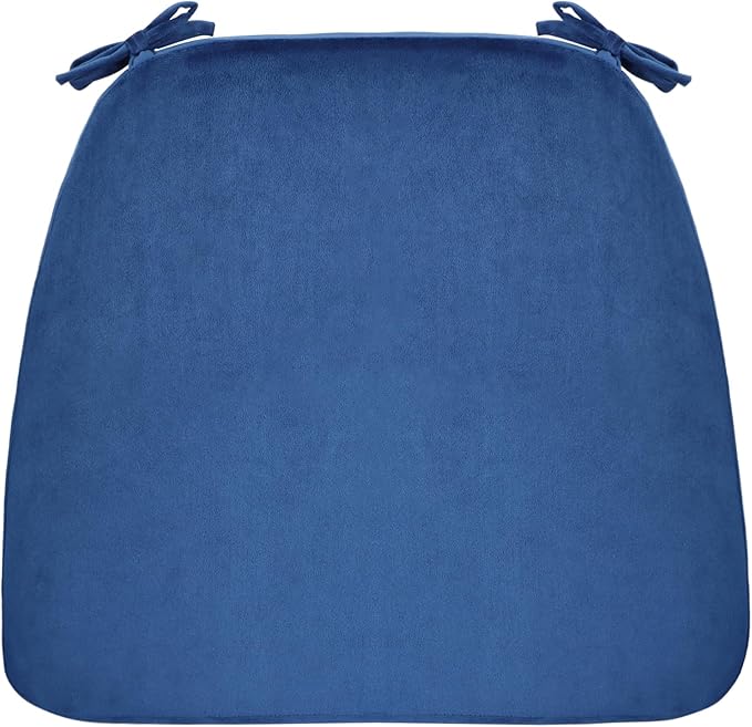 Chair Cushions Set of 1, D-Shaped Seat Cushion for Chair, Non Slip Chair Pads with Ties, 17" x 16" x 2", 40D Foam, Removable Washable Cover, Seat Cushions for Kitchen Chairs, Velure Royal
