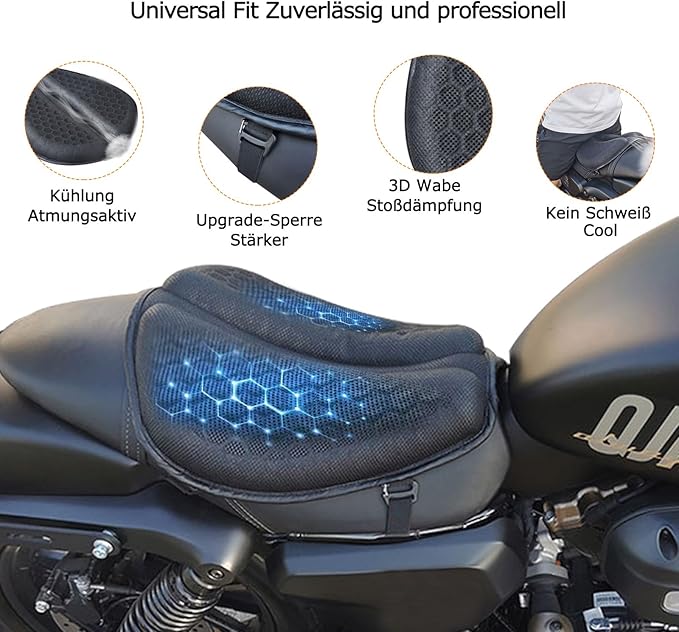 Motorcycle Seat Cushion Gel Pad Foldable Soft Seats with Pressure Relief Pads for Motorcycles Breathable and Shock for Long Rides Seat Cushion Motorcycle Accessories