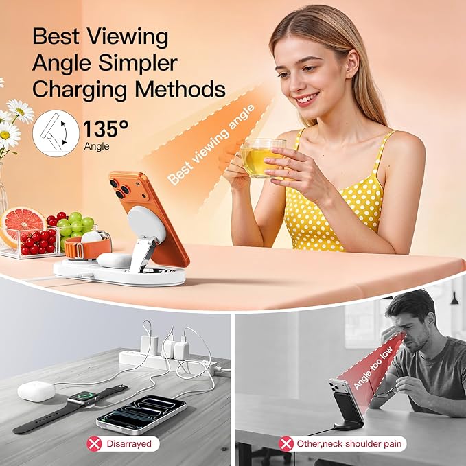 2026 for Apple Watch 5W Fast Charger：3 in 1 Wireless Charging Station for Apple Mag-Safe Charger Stand,Fast Magnetic Wireless Charger Station for iPhone17 16 15 14 13 12 Series,Airpods, Watch