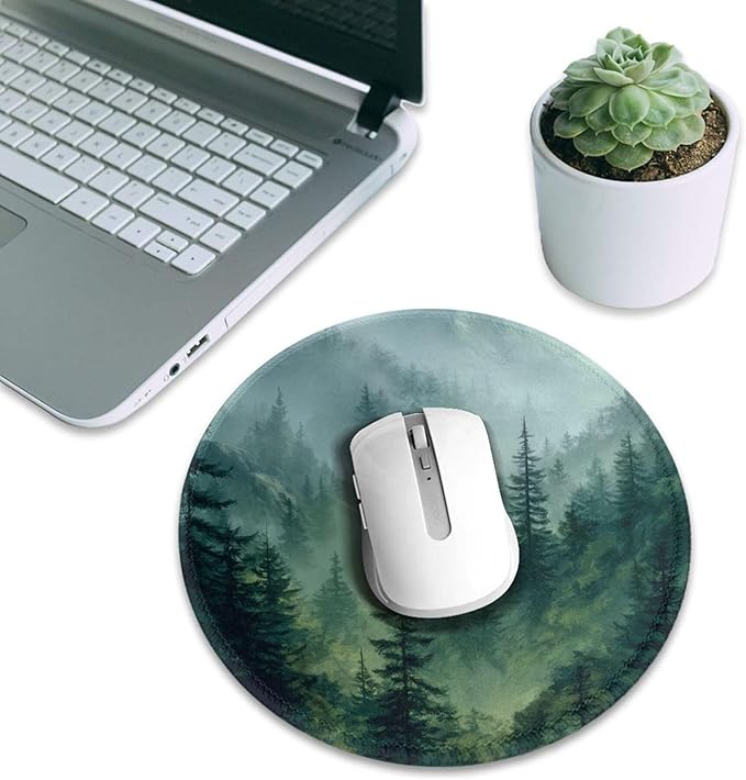 Green Mountain Round Mouse Pad Premium Textured Mouse Mat Washable Mousepads with Extended Stitched Edges Non Slip Rubber Base Small Mousepad 7.9 X 7.9 X 0.12 Inches