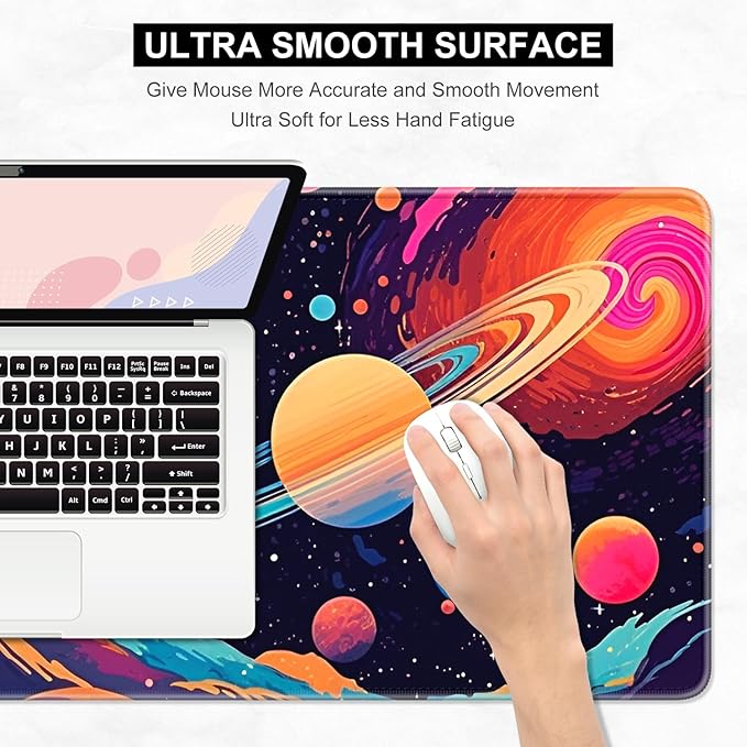 Desk Pad, 32" x 16" XXXL Extended Large Gaming Mouse Pad, Desktop Decor Desk Mat, Men Women Office Supplies and Accessories, Cute Anime Mouse Mat for Laptop & Keyboard, Romantic Universe