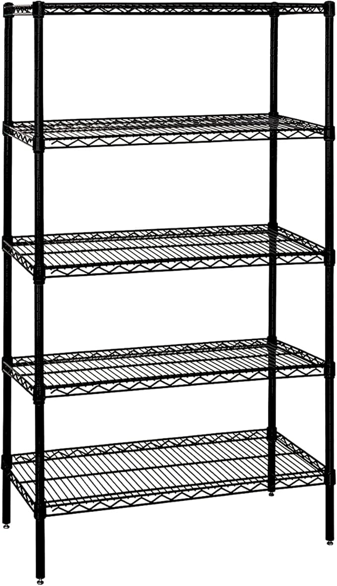 Quantum Storage Systems WR86-1836BK-5 Starter Kit Wire Shelves Black Epoxy 5 Shelves 86" H x 36" W x 18" D
