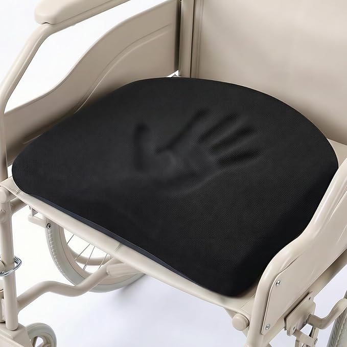Tsumbay Memory Foam Seat Cushion - XL Size (16.9”x15”), Firm Support Coccyx Cushion for Office Chair, Tailbone Pain Relief with Removable Washable Cover & Handle for Car, Wheelchair