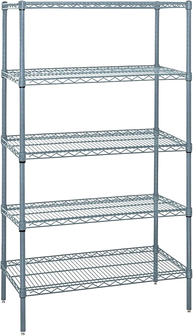 Quantum Storage Systems WR74-1460GY-5 Wire Shelving 5 Shelf Starter Units, 14" x 60" x 74", Gray Epoxy