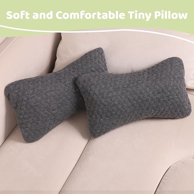 vocheer Small Pillows for Sleeping, 11"x 7" Mini Travel Pillow, Tiny Pillows for Neck, Wrist, Lumbar and Knee, Pets Pillow, Cotton, Machine Washable,Dark Grey-1PC