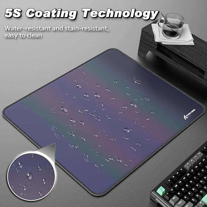 ATTACK SHARK CM03 Gaming Mouse Pad for Esports Speed Large Mouse mats Waterproof Surface and Anti-Slip Rubber Base Size XL Holographic Rainbow Coated 17.72” x 15.75” x 0.16” Gradual Gray