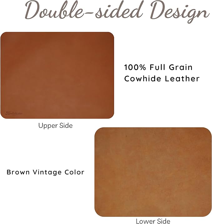 Durable Full Grain Leather Mousepad for Laptop Computer PC Personality Desings Gaming Mouse Pad Mat - Executive Mousepad for Work Desk & Office Essentials, Genuine Mat