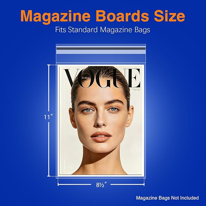 100-Count Magazine Backing Boards - 8.5" x 11" 24pt Acid-Free Boards, Comics Storage & Magazine Organizer, Precision Cut for Archival Protection & Display, Prevent Bending