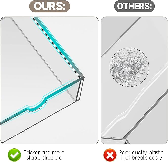 AMALEKO Acrylic Drawer Organizers - 21 Drawers 4 Set - Clear Storage Drawers for Office Supplies - Stackable Makeup Organizer - Dustproof Desk Organizers for Makeup, Jewelry, Pen, Stationary