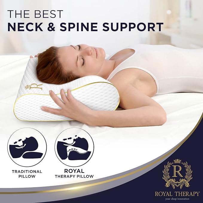 Royal Therapy Memory Foam Pillow, 9-Pack King Cervical Pillow for Neck, Contour, Pillow for Neck and Shoulder Pain, Side Sleeper Pillow for Shoulder, Side Sleeping