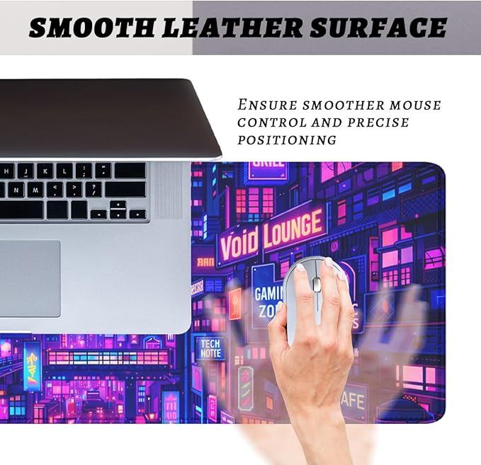 Cyber City Mouse Pad Neon Gaming Night Gaming Mouse Mat with Stitched Edges,Non-Slip Waterproof Rubber Base Mous Mat Office Computer Keyboard Laptop 31.5"x11.8"