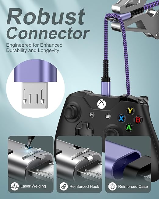 AILKIN Micro USB Charging Cable, 1 Pack 6FT Android Charger Cord Nylon Braided Fast Charging Cable Compatible Galaxy S6 S7 Edge,Kindle,Android & Windows Smartphones, PS4 and More-Purple