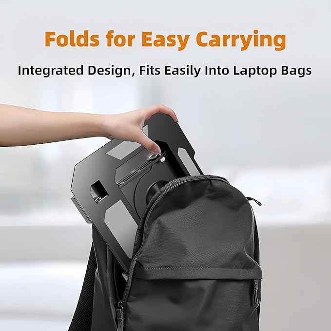 Laptop Stand for Desk - Ergonomic Aluminum Alloy Computer Riser, 360° Rotating & Adjustable & Foldable, with Large Hollow Cooling, Stable Holder for MacBook, Dell, HP, Notebook(10-17"), Wht