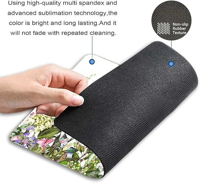 Border with Herbs and Wild Flowers Mouse Pad Non-Slip Rubber Base Gaming MousePads for Computers Laptop Office, Computer Mouse Pad for Wireless Mouse, 9.5"x7.9"x0.12" Inch(240mm x 200mm x 3mm)