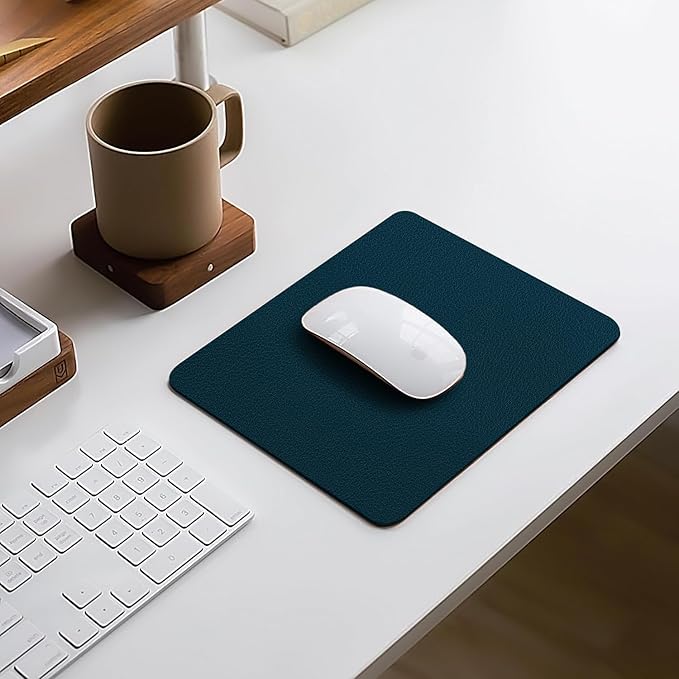 Leather Desk pad Protector, Office Mat, Large Mouse Mat, Non-Slip PU Leather Blotter, Laptop Desk Pad,Waterproof Laptop Computer Desk Keyboard Mat for Office/Work/Home/Decor (Dark Blue, 11in*8in)