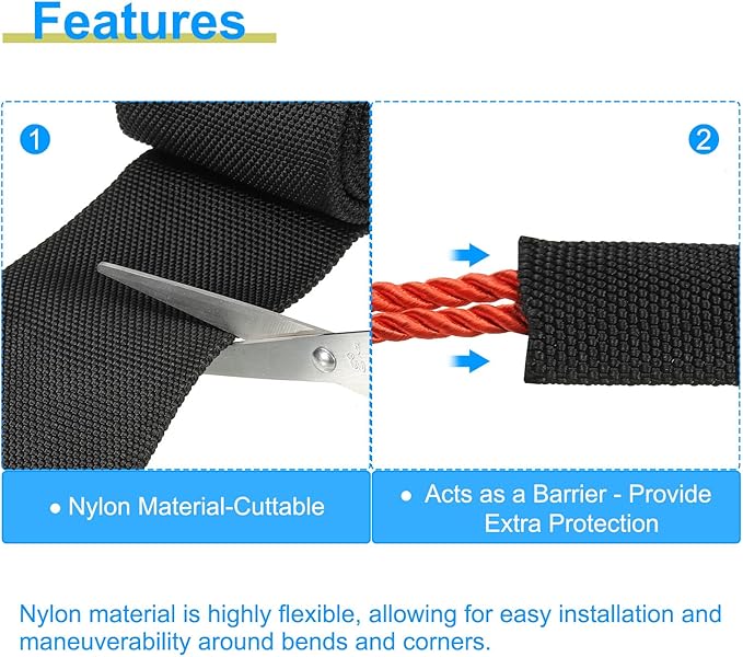 PATIKIL 2" Dia 6.5FT Nylon Protective Hose Sleeve, Cable Cover Sheath Protection for Welding Tig Torch Hydraulic Hose, Black